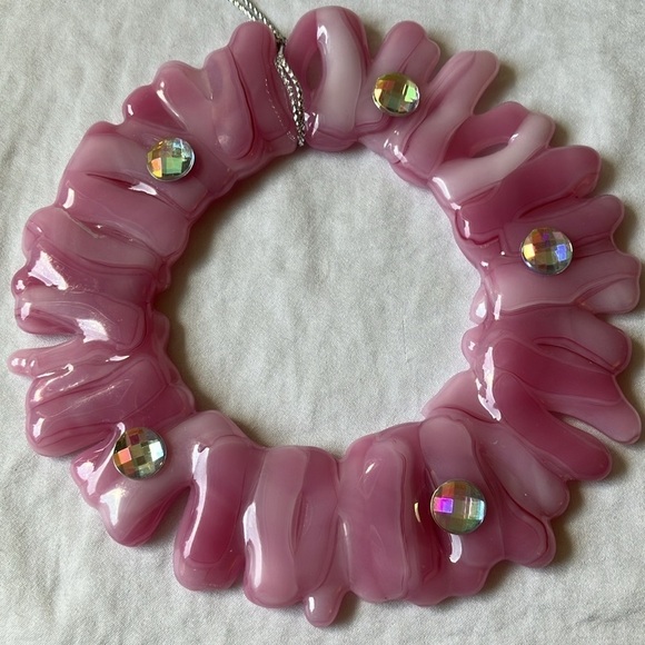 Ornament: Unbranded Christmas Pink Glass Ornament with faux gems - Picture 14 of 16